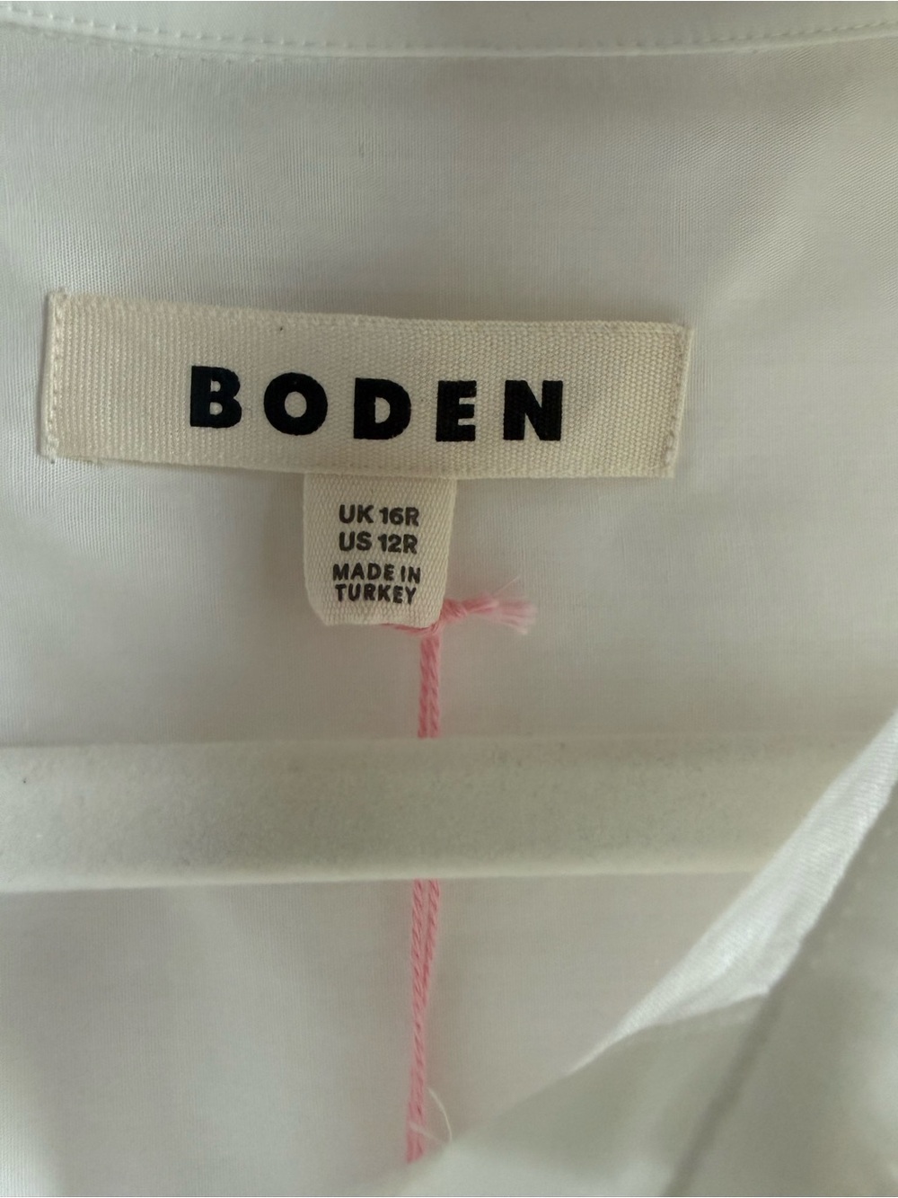 Boden White Dress with Pink Hanger Loop Detail - Picture 2 of 3